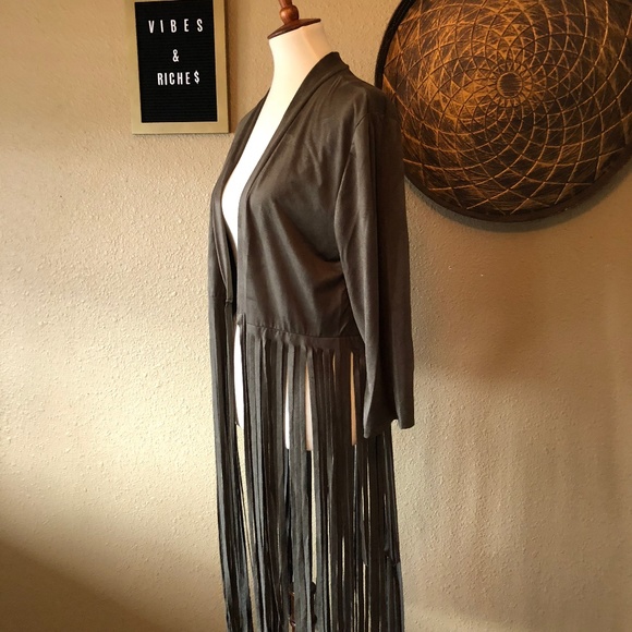 Fringe Rocker Suede Style Boho Jacket - Picture 4 of 4